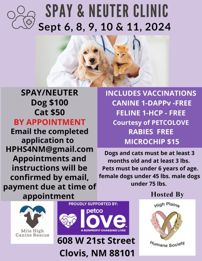 spay neuter low cost clovis portales new mexico humane society events clinics